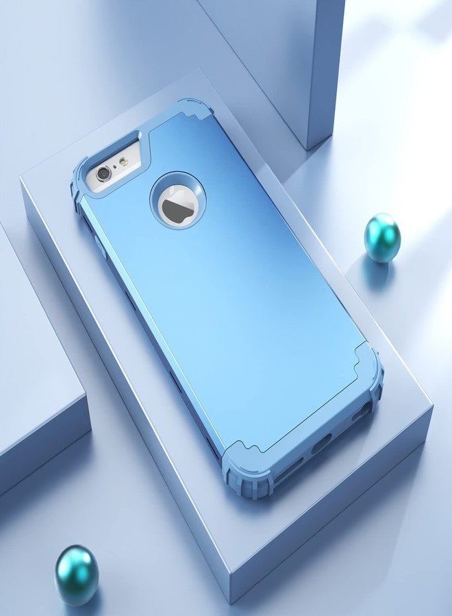 اي دي ويل جراب IDweel لهاتف iPhone 6S Plus مع واقي شاشة، جراب لهاتف iPhone 6 Plus، 3 في 1 مقاوم للصدمات، نحيف، هجين، شديد التحمل، غطاء صلب من البولي كربونات، مصد من السيليكون الناعم، غطاء كامل للجسم، أزرق سلام/أزرق سلام - Image 3
